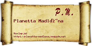 Planetta Madléna névjegykártya